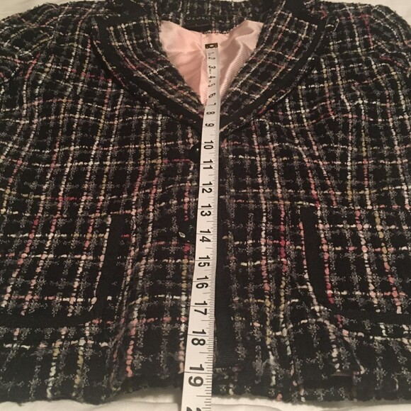 🎯3 for $30🎯 blazer 6 black pink woven tweed Career Preppy Retro Whimsygoth - Picture 6 of 6